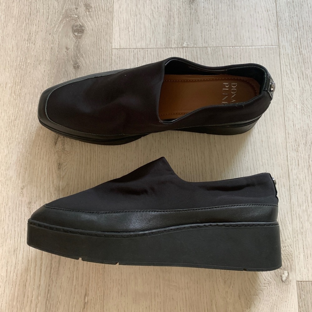 Donald Pliner Wilson Black Leather Platform Slip On Loafers‎ HPWILSOND 10M